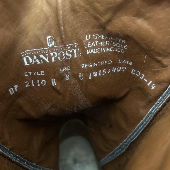 Dan Post 210 R Classic Black Western Cowboy Boots Mens 8 D - Picture 6 of 12